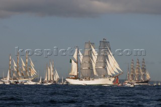 CuauhtŽmoc MIR and the Sedov at The start of the falmouth to portugal tall ship race