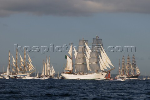 Cuauhtmoc MIR and the Sedov at The start of the falmouth to portugal tall ship race