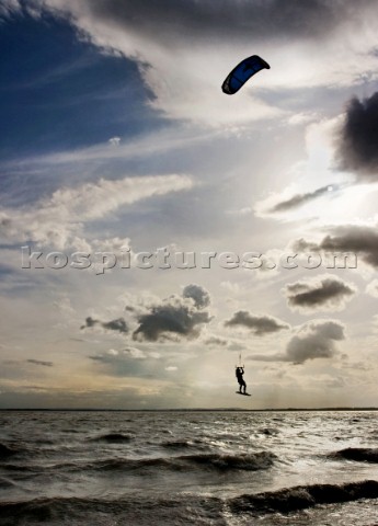Man kitesurfing