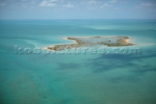 Aerial View of an inhabited island in the Bahamas.
