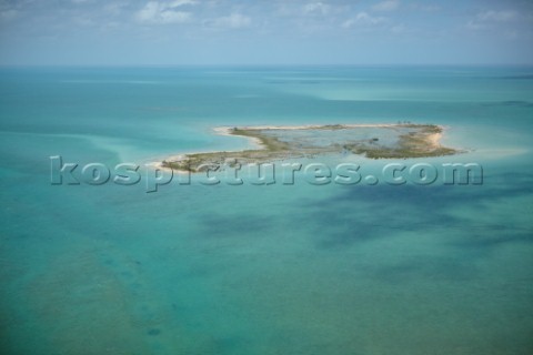 Aerial View of an inhabited island in the Bahamas