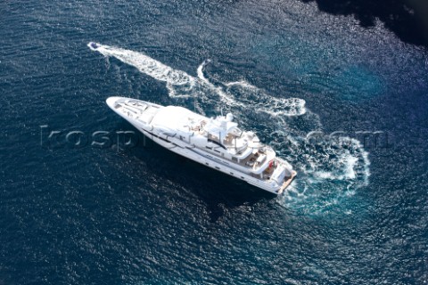 Aerial view of superyacht Spirit