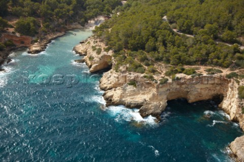 Aerial of the coastline of Mallorca