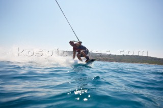 Man on a wakeboard