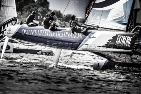 2015 Extreme Sailing Series  Act 5  HamburgThe Wave Muscat skippered by Leigh McMillan GBR and crewe