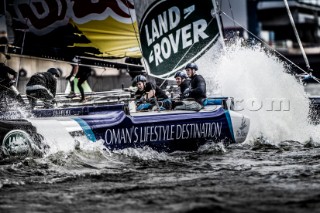 2015 Extreme Sailing Series - Act 5 - Hamburg.Red Bull Sailing Team skippered by Hans-Peter Steinacher (AUT) and crewed by Jason Waterhouse (AUS), Jeremy Bachalin (SUI), Stewart Dodson (NZL) and Shain Mason (GBR).