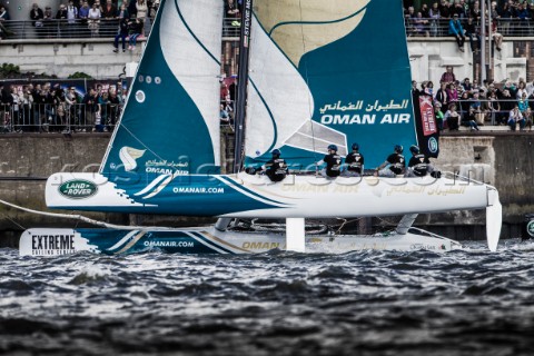 2015 Extreme Sailing Series  Act 5  HamburgOman Air skippered by Stevie Morrison GBR and crewed by N