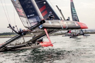 Louis Vuitton Americas Cup World Series 2016 Oman.ORACLE TEAM USA.  Jimmy Spithill, Tom Slingsby, Kyle Langford, Kinley Fowler, Sam Newton.  Muscat , The Sultanate of Oman.