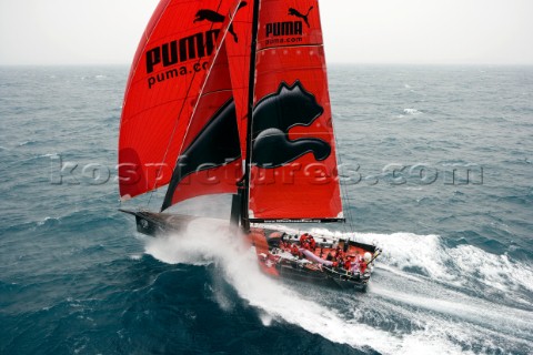 11OCT08 Il Mostro leaves Alicante for the start of Leg 1 of the Volvo Ocean Race 200809 Next stop is