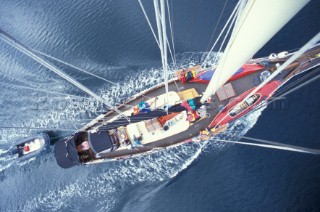 Sailboat looking down from top of Mast
