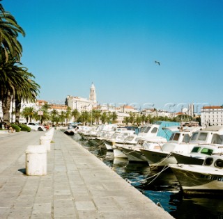 The harbor near the UNESCO World Heritage Diocletians Palace, in the city of SPlit, Croatia