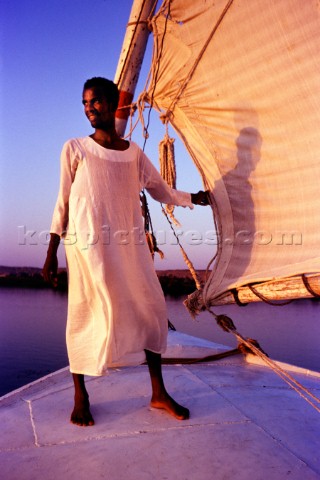 NILE RIVER EGYPT Captain Kangaroo at sunset on his faluca taking tourist down the Nile from  Aswan t