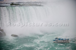 The Maid of the Mist approaches the base of Niagara Falls.