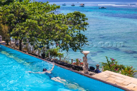 Swimming pool near Nusa Lembongan and Nusa Ceningan islands Indonesia