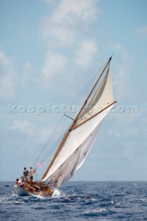 Thalia sails in the 2008 Antigua Classic Yacht Regatta, Antigua, British West Indies.