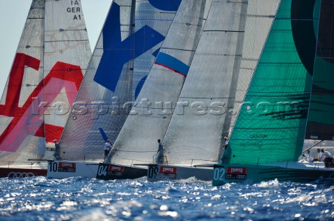 TP52 sailboat racing in Barcelona Spain
