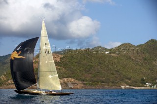 6 Meter Nada sails towards the hills of Antigua. ( Alison Langley / Aurora )