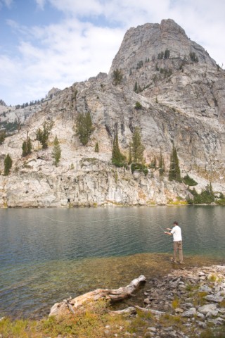 Aireus Christensen cast a fly on a remote lake in a scenic section of the Sawtooth National Recreati