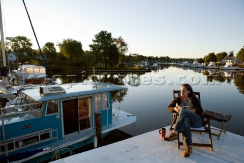 Houseboats can be rented for overnight stays at Fishermans Dock on Cadle Creek in Edgewater MD rough