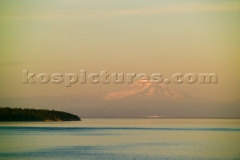 A view of Mt Baker from the deck of the MV Explorer as it sails from Vancouver BC on the first leg o