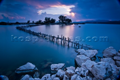 A fish farm in southern Turkey at sunset