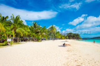 White sand beach on Malcapuya Island, Culion, Palawan, Philippines