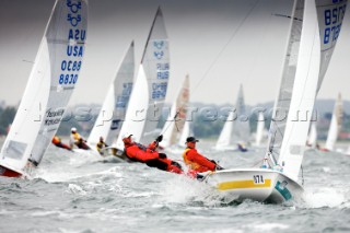 Aarhus, Denmark: 2010 SAP 505 WORLD CHAMPIONSHIP - day one of the regatta was sailed in windy conditions with many break-downs. 126 competitors are competing for the World Championship trophy at the regatta which is held at Kaloe Vig Boat Club, just outside Aarhus, Denmark.