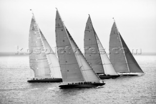 Start line of the J Class regatta Falmouth, Rainbow, Velsheda, Lionheart