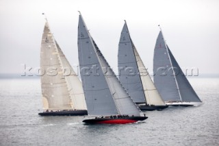 Start line of the J Class regatta Falmouth, Rainbow, Velsheda, Lionheart