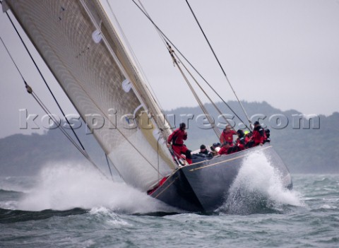 J Class racing in the J Class Regatta on The Solent Isle of Wight UK on July 18th 2012 Winds gusted 